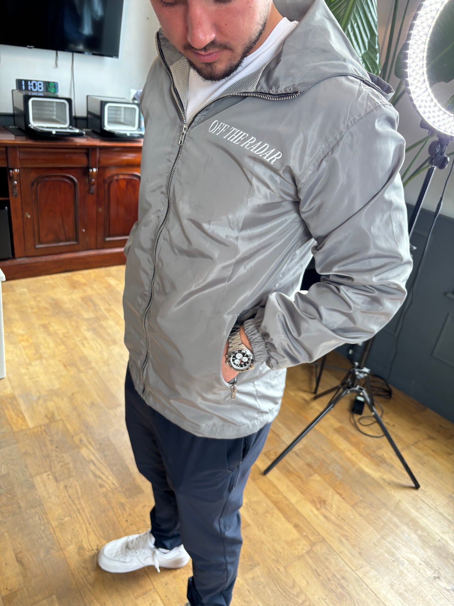 Grey Windbreaker Jacket